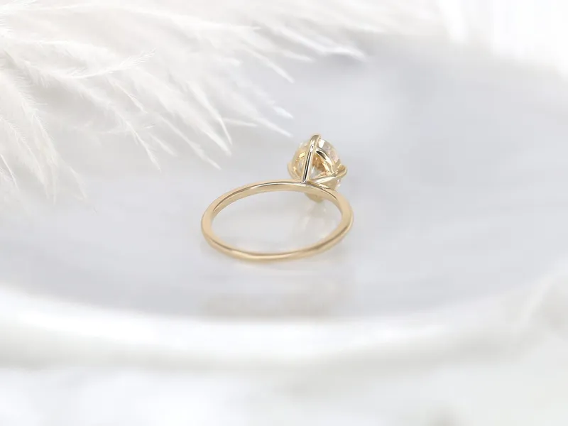 2ct Rosalita 9x7mm 14kt Gold Moissanite Talon Prong Oval Solitaire Ring vy 8
