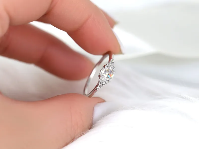 Malia 5mm 14kt Gold Rose Cut Moissanite Diamonds Dainty Cluster Ring engagement ring