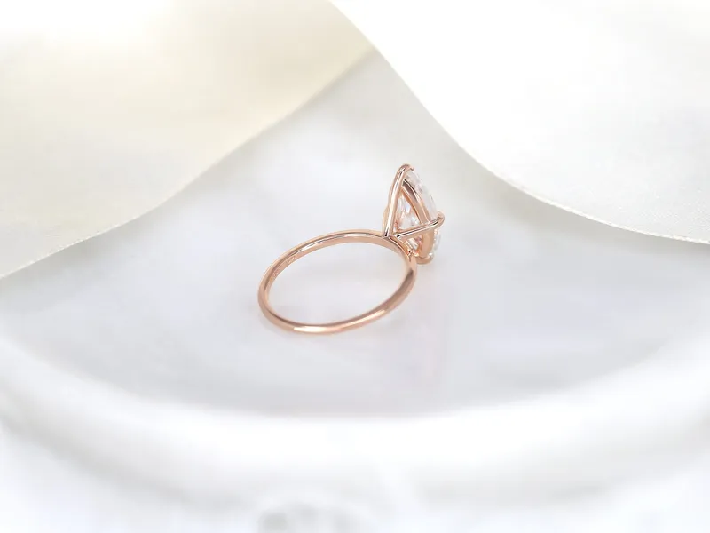 2.80ct Raven 14x7mm 14kt Gold Moissanite Marquise Solitaire Ring vy 8