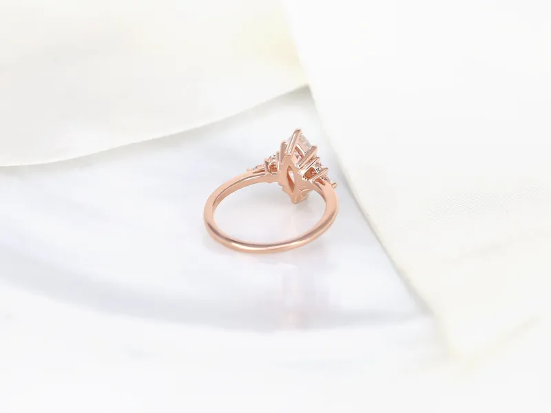 1.75ct Petite Meadow 12x6mm 14kt Gold Moissanite Diamonds Marquise Cluster Ring vy 8
