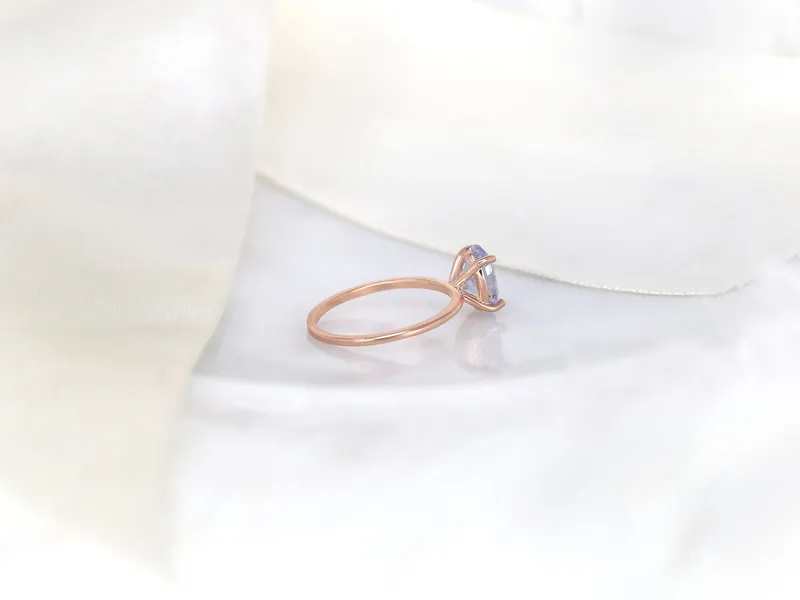 1.94ct Ready to Ship Layla 14kt Rose Gold Cornflower Galaxy Sapphire Minimalist Oval Solitaire Engagement Ring view 8