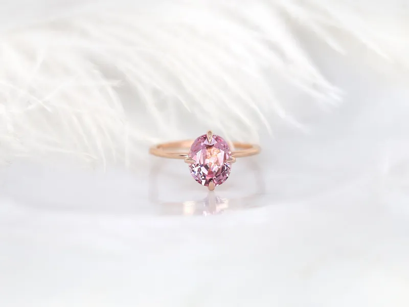 2.83ct Rosalita 14kt Rose Gold Pink Spinel Kite Set Oval Solitaire Ring,Unique Minimalist Oval Engagement Ring,Dainty Oval Ring,Blush Ring view 7