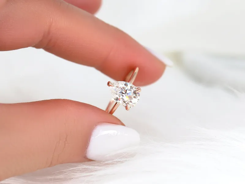 2ct Ryder 10x7mm 14kt Gold Moissanite Talon Prongs Dainty Pear Solitaire Ring vy 2