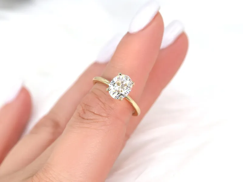 2ct Harper 9x7mm 14kt Gold Moissanite Diamond Dainty Pave Basket Oval Solitaire Ring,Oval Engagement Ring,Unique Minimalist Oval Ring diamond oval cut engagement ring