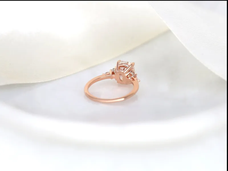 2.30ct Petite Tinsley 9x7mm 14kt Gold Moissanite Diamond Cushion Cluster Ring vy 6