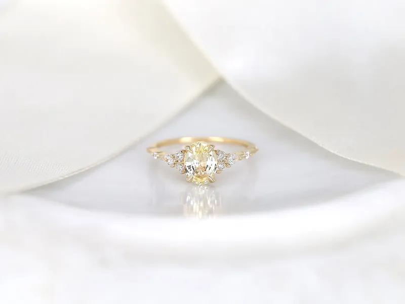 1.38ct Ready to Ship Aspen 14kt Gold Champagne Sapphire Diamond Oval Cluster Ring view 8