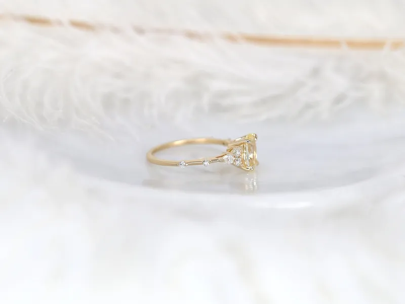 1.38ct Ready to Ship Aspen 14kt Gold Champagne Sapphire Diamond Oval Cluster Ring view 5