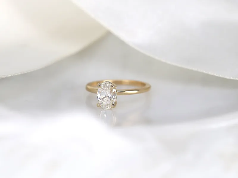 1.01cts Dakota 14kt Gold Diamond Minimalist Oval Solitaire Ring view 8