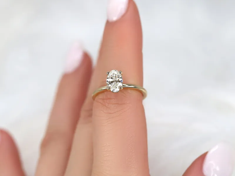 1.01cts Dakota 14kt Gold Diamond Minimalist Oval Solitaire Ring view 4