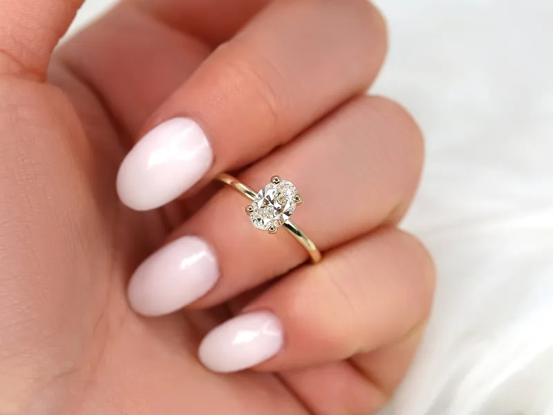 1.01cts Dakota 14kt Gold Diamond Minimalist Oval Solitaire Ring view 3