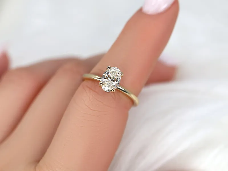 1.01cts Dakota 14kt Gold Diamond Minimalist Oval Solitaire Ring view 5