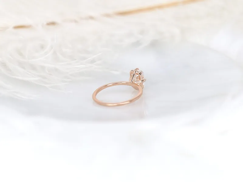 1.75cts Ruth 8x6mm 14kt Rose Gold Moissanite Emerald Cut Solitaire Ring view 8