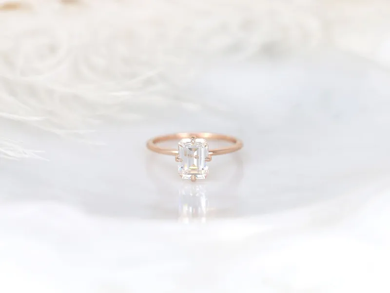 1.75cts Ruth 8x6mm 14kt Rose Gold Moissanite Emerald Cut Solitaire Ring view 7