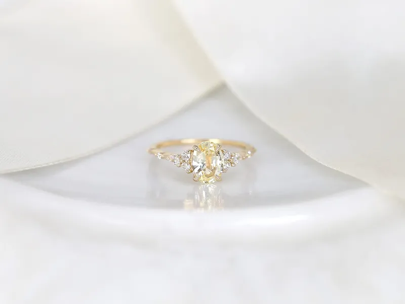 1.38ct Ready to Ship Aspen 14kt Gold Champagne Sapphire Diamond Oval Cluster Ring view 7