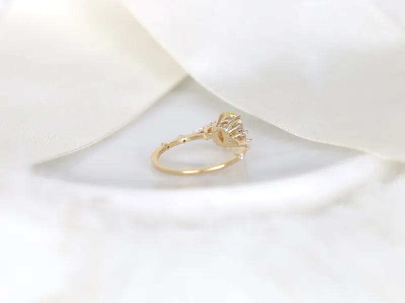 1.38ct Ready to Ship Aspen 14kt Gold Champagne Sapphire Diamond Oval Cluster Ring view 6