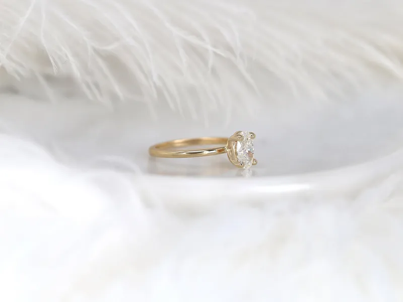 1.01cts Dakota 14kt Gold Diamond Minimalist Oval Solitaire Ring view 6