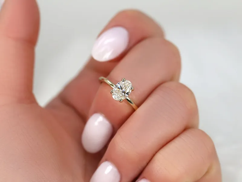 1.01cts Dakota 14kt Gold Diamond Minimalist Oval Solitaire Ring view 2