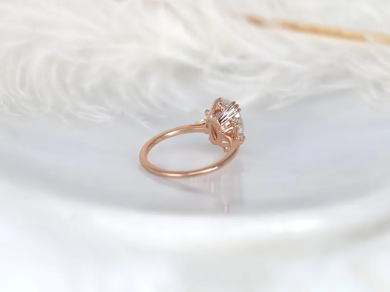 2.50ct Elsa 10x7mm 14kt Moissanite Diamonds Cluster Ring vy 8