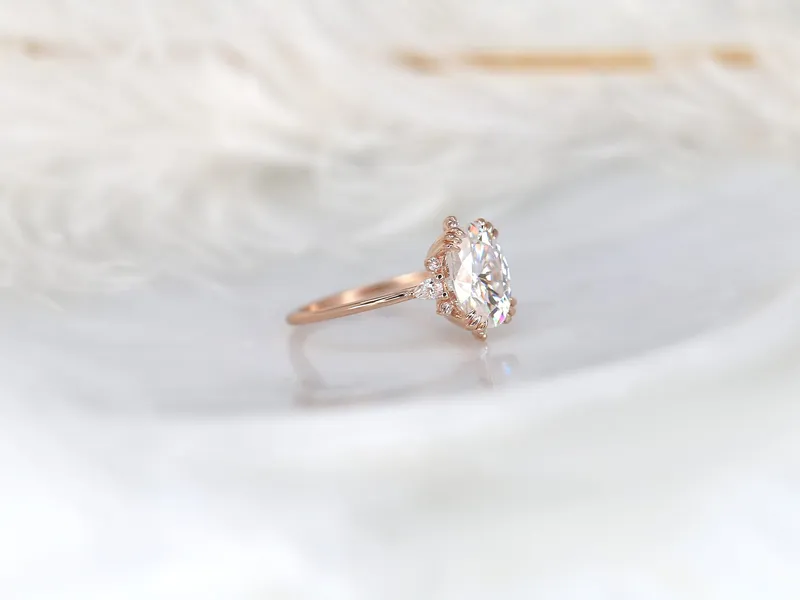 2.50ct Elsa 10x7mm 14kt Moissanite Diamonds Cluster Ring vy 7