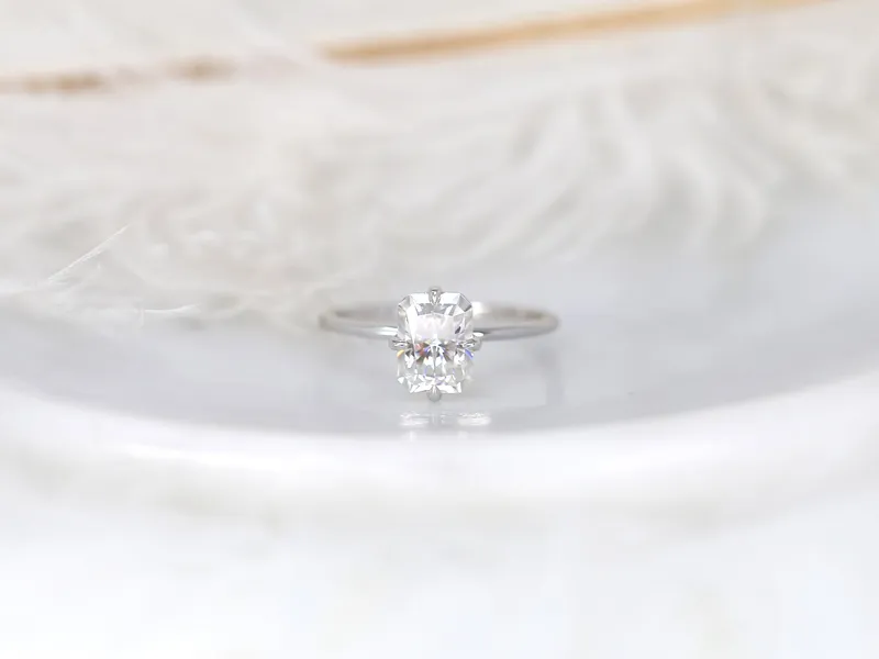 1.75cts Rita 8x6mm 14kt Gold Moissanite Kite Set Radiant Solitaire Ring vy 6