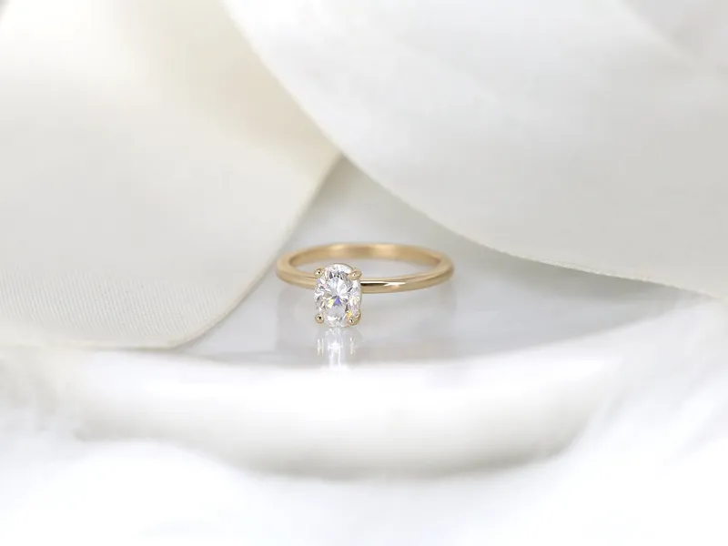 1ct Dakota 7x5mm 14kt Gold Moissanite 4 Prong Oval Engagement Ring view 7
