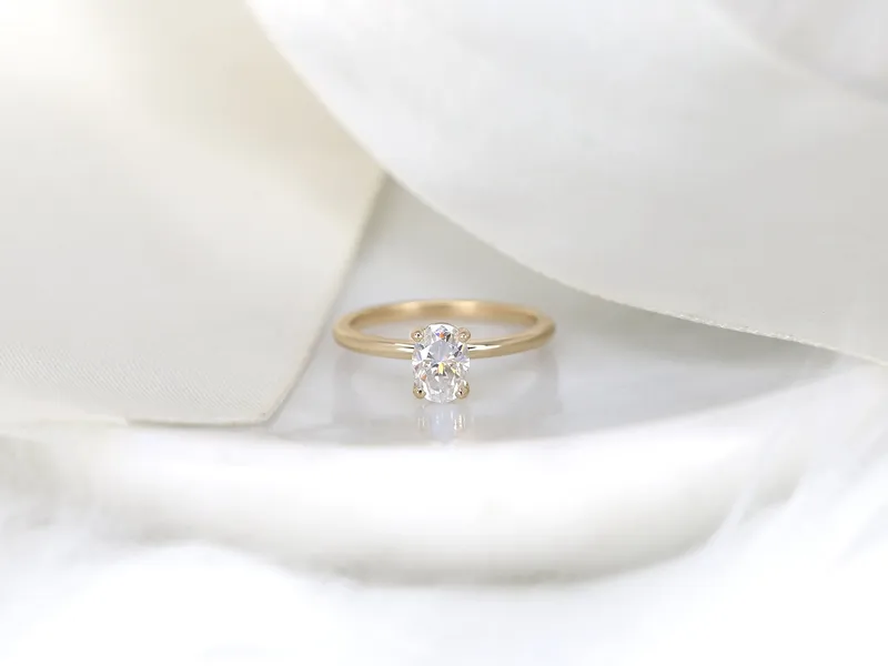 1ct Dakota 7x5mm 14kt Gold Moissanite 4 Prong Oval Engagement Ring view 6