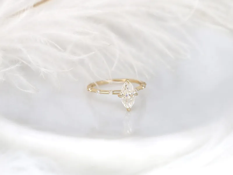1ct Arya 10x5mm 14kt Gold Moissanite Diamond Marquise Solitaire Engagement Ring view 8