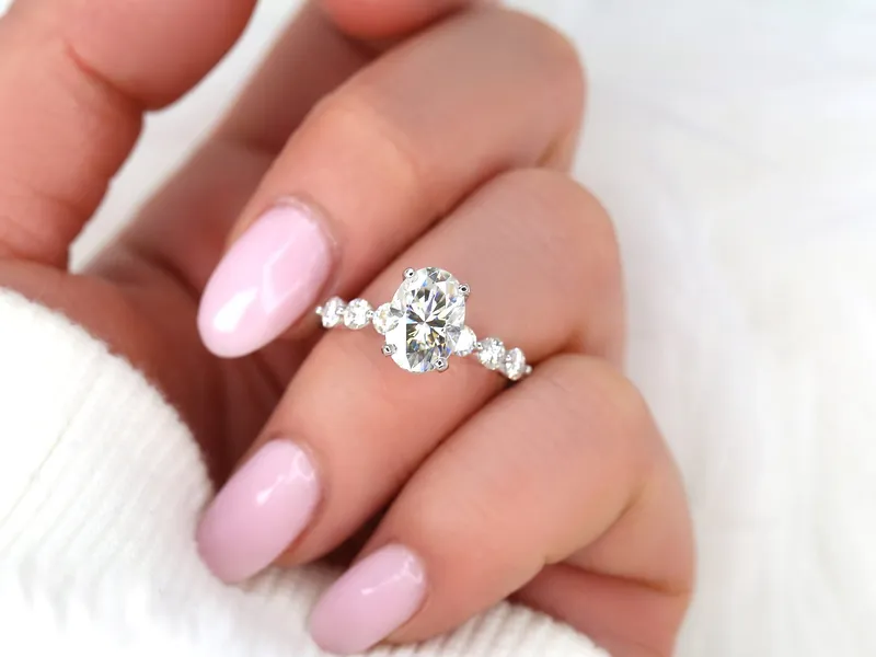 2.50ct Brooklyn 10x7mm 14kt Gold Moissanite Oval Solitaire Ring view 2