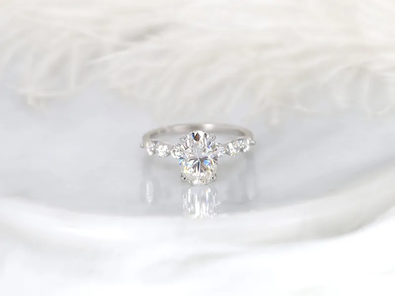 2.50ct Brooklyn 10x7mm 14kt Gold Moissanite Oval Solitaire Ring view 7