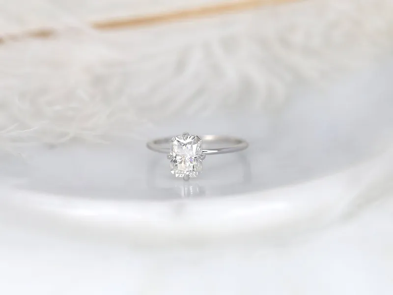 1.75cts Rita 8x6mm 14kt Gold Moissanite Kite Set Radiant Solitaire Ring vy 5