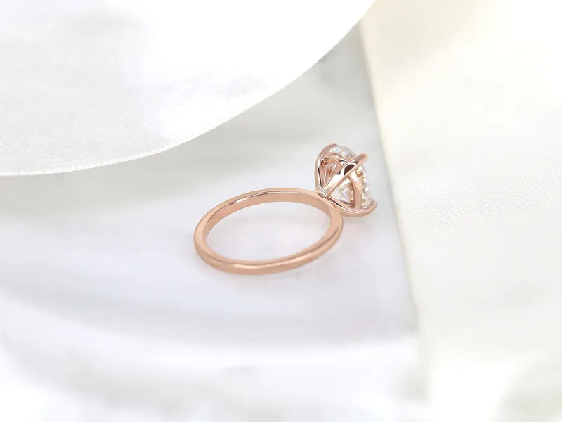 3ct Dakota 10x8mm 14kt Rose Gold Moissanite Dainty Minimalist Oval Solitaire Ring view 8