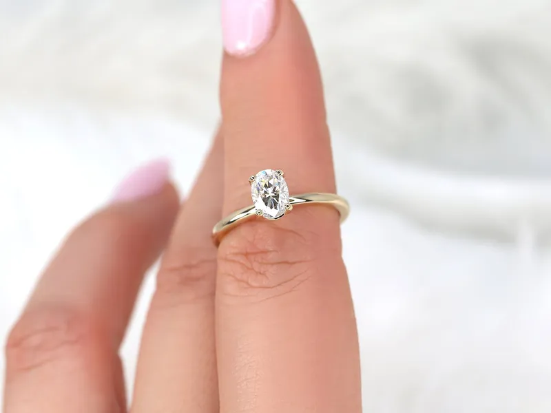 1ct Dakota 7x5mm 14kt Gold Moissanite 4 Prong Oval Engagement Ring view 5