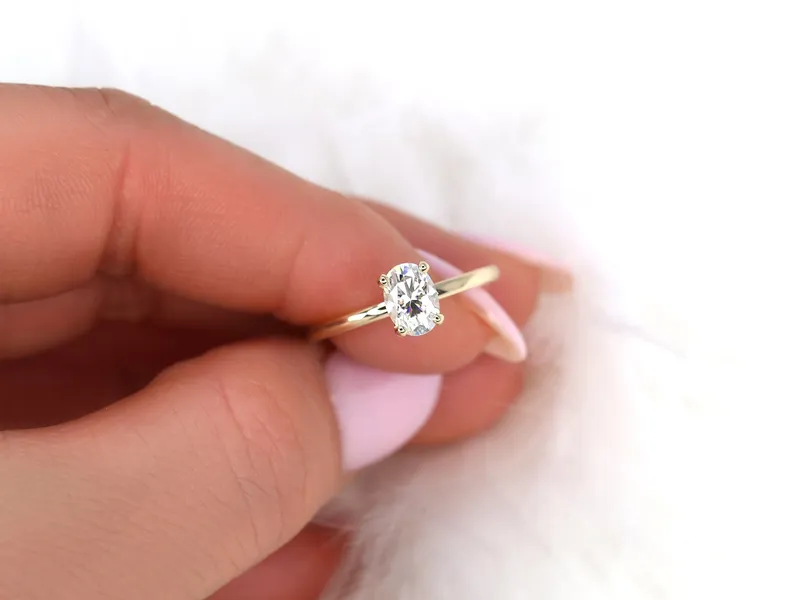 1ct Dakota 7x5mm 14kt Gold Moissanite 4 Prong Oval Engagement Ring oval cut engagement ring