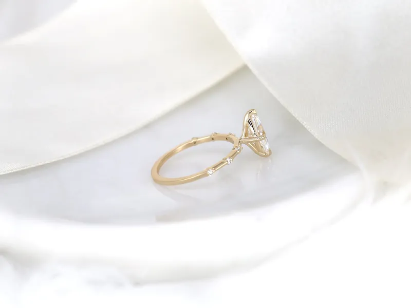 1ct Arya 10x5mm 14kt Gold Moissanite Diamond Marquise Solitaire Engagement Ring view 7
