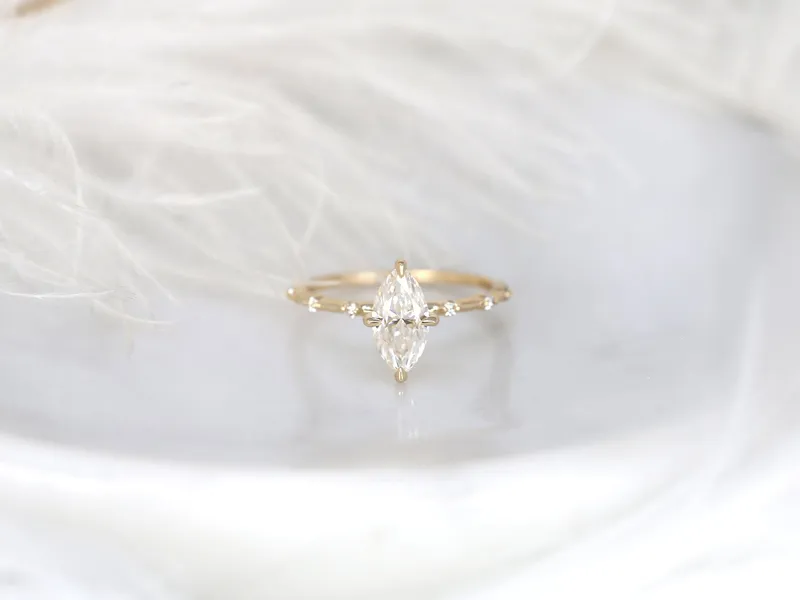 1ct Arya 10x5mm 14kt Gold Moissanite Diamond Marquise Solitaire Engagement Ring view 6