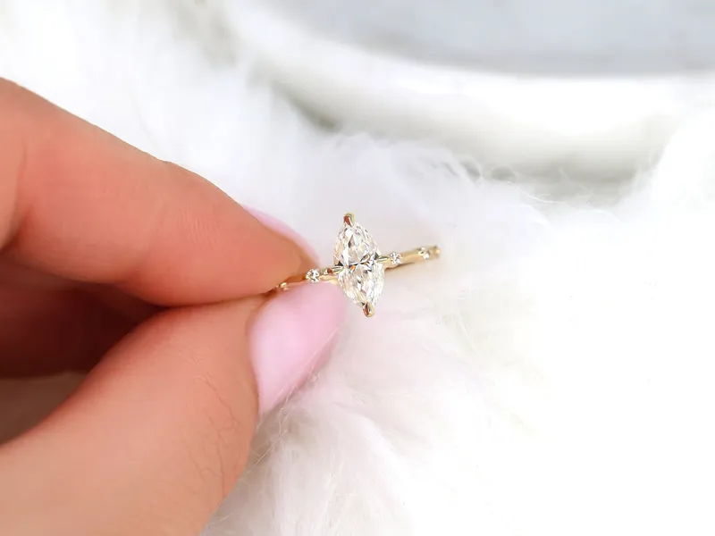 1ct Arya 10x5mm 14kt Gold Moissanite Diamond Marquise Solitaire Engagement Ring view 2