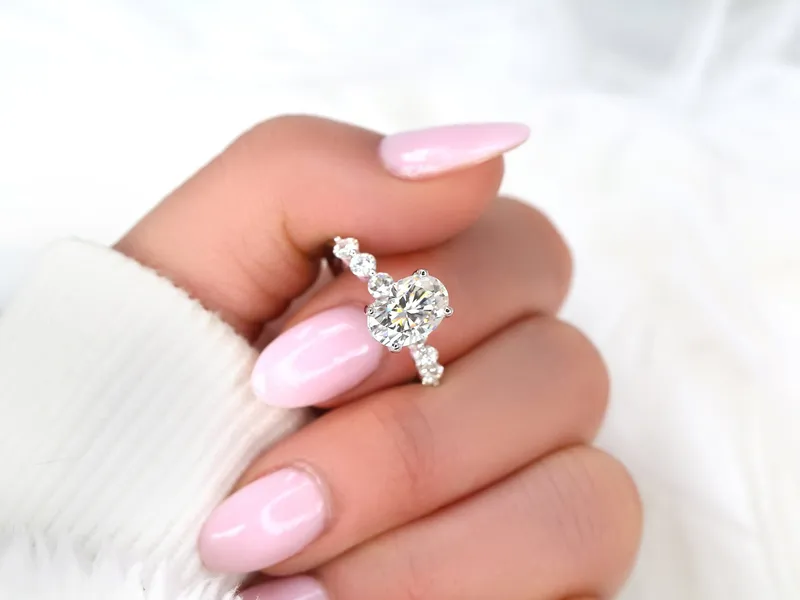 2.50ct Brooklyn 10x7mm 14kt Gold Moissanite Oval Solitaire Ring view 4