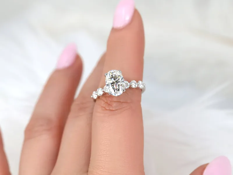 2.50ct Brooklyn 10x7mm 14kt Gold Moissanite Oval Solitaire Ring view 5