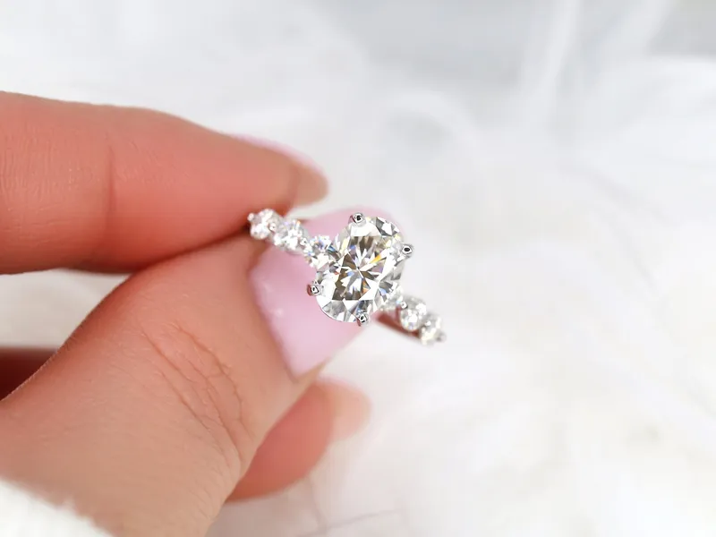 2.50ct Brooklyn 10x7mm 14kt Gold Moissanite Oval Solitaire Ring view 3