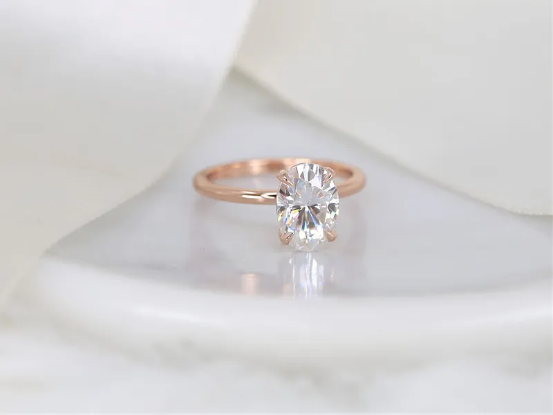 2.50ct Dakota 10x7mm 14kt Gold Moissanite 4 Prong Oval Engagement Ring vy 5