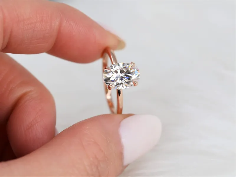 2.50ct Dakota 10x7mm 14kt Gold Moissanite 4 Prong Oval Engagement Ring vy 3