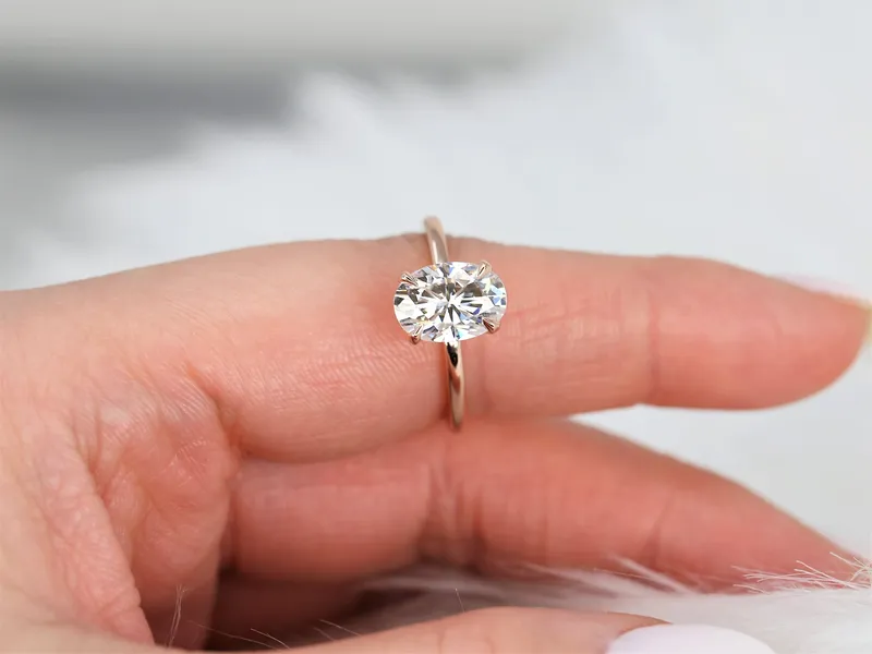 2.50ct Dakota 10x7mm 14kt Gold Moissanite 4 Prong Oval Engagement Ring vy 4
