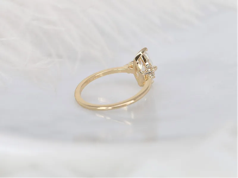 1ct Charlie 10x5mm 14kt Gold Moissanite Diamonds Dainty Cluster Ring view 8