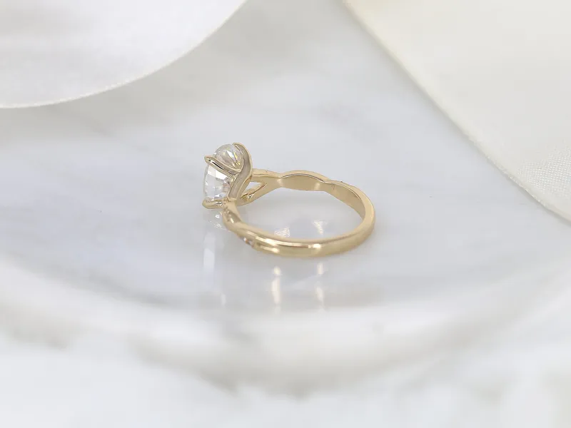 2ct Petite Tilly 9x7mm 14kt Gold Moissanite Diamond Twisted Crossover Oval Engagement Ring vy 8