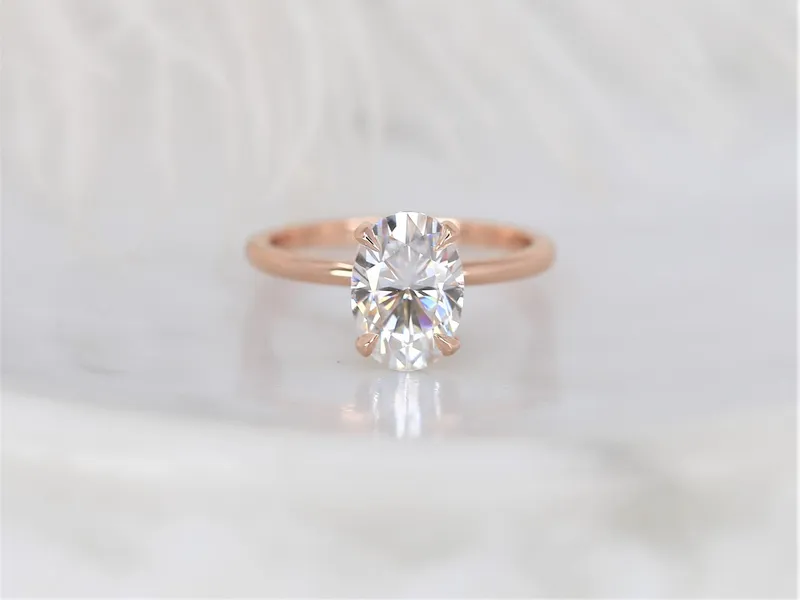 2.50ct Dakota 10x7mm 14kt Gold Moissanite 4 Prong Oval Engagement Ring vy 8
