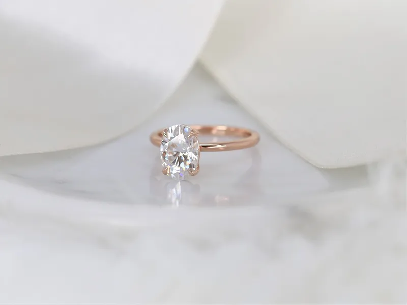 2.50ct Dakota 10x7mm 14kt Gold Moissanite 4 Prong Oval Engagement Ring vy 6
