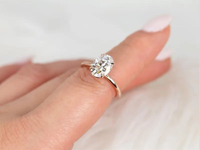 2.50ct Dakota 10x7mm 14kt Gold Moissanite 4 Prong Oval Engagement Ring vy 2