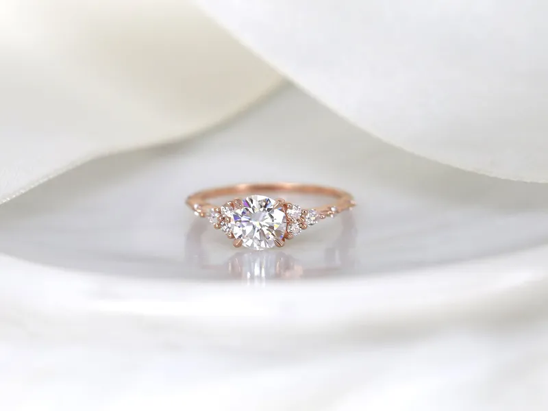 1ct Anastasia 6.5mm 14kt Gold Moissanite Diamond Round Cluster Ring vy 6