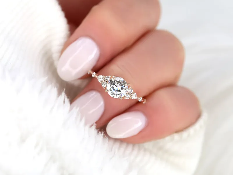 1ct Anastasia 6.5mm 14kt Gold Moissanite Diamond Round Cluster Ring diamond round cut engagement ring