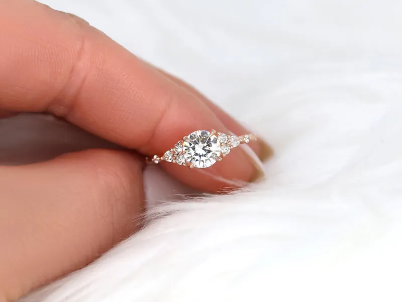 1ct Anastasia 6.5mm 14kt Gold Moissanite Diamond Round Cluster Ring vy 2
